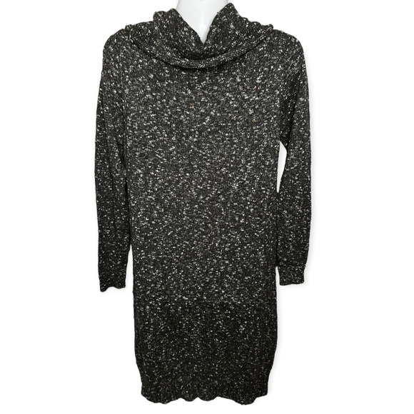 Max Studio Marled Brown Cowl Neck Knit Sweater Dress Long Sleeve Size Medium - Picture 3 of 12
